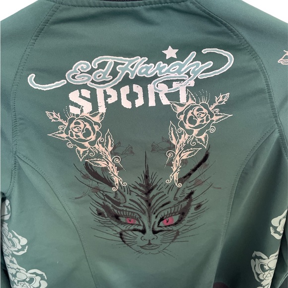 Y2K women’s Ed Hardy embroidered lightweight jacket, medium - Picture 2 of 5
